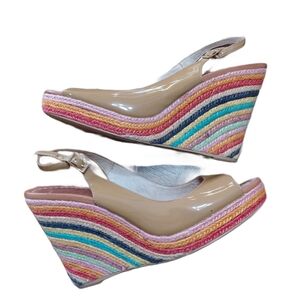 Kate spade Multicolor Wedge Sandal Patent Leather Upper Size 8.5